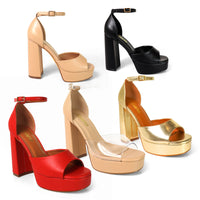 BLISS-1  ANKLE STRAP PLATFORM SANDAL W/ CHUNCKY HEEL