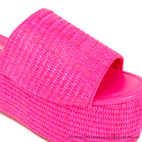 BUDZA-6 RAFFIA PLATFORM SLIDES WEDGE