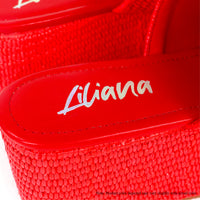 BUDZA-6 RAFFIA PLATFORM SLIDES WEDGE