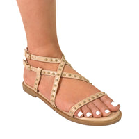 CARINA-2 ROUND TOE STUDED SOLE STRAPPY SANDAL
