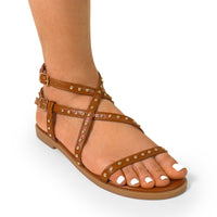 CARINA-2 ROUND TOE STUDED SOLE STRAPPY SANDAL