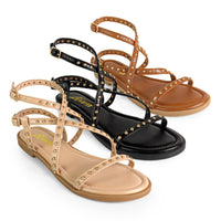 CARINA-2 ROUND TOE STUDED SOLE STRAPPY SANDAL