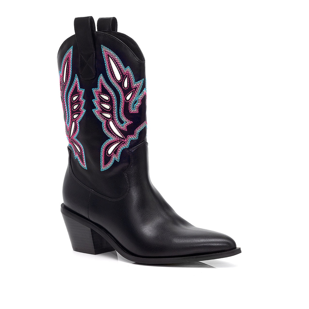 CASADI-1 EMBROIDERY COWBOY BOOTIE WITH MID HEEL
