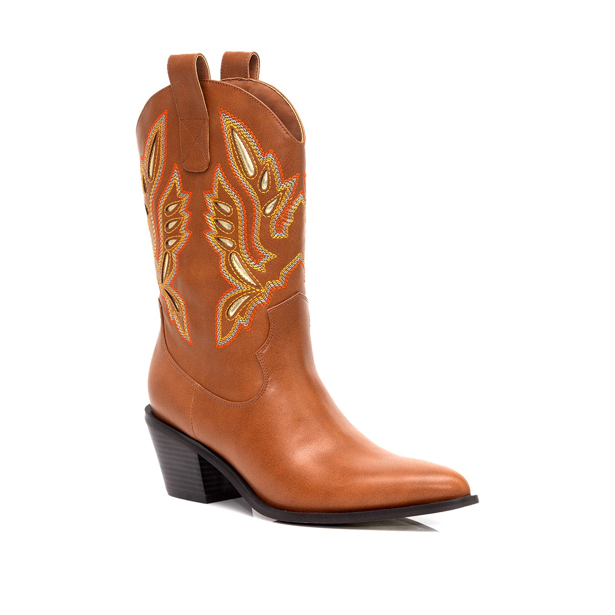 CASADI-1 EMBROIDERY COWBOY BOOTIE WITH MID HEEL