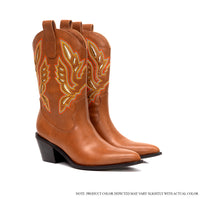 CASADI-1 EMBROIDERY COWBOY BOOTIE WITH MID HEEL