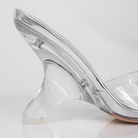 CINDI-1 CRYSTAL HEEL SANDALS WITH CLEAR UPPER