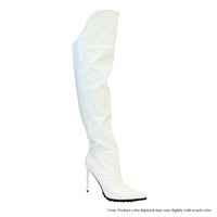 DOKKI-2 CROC PATTERN KNEE-HIGH BOOT WITH STILETTO