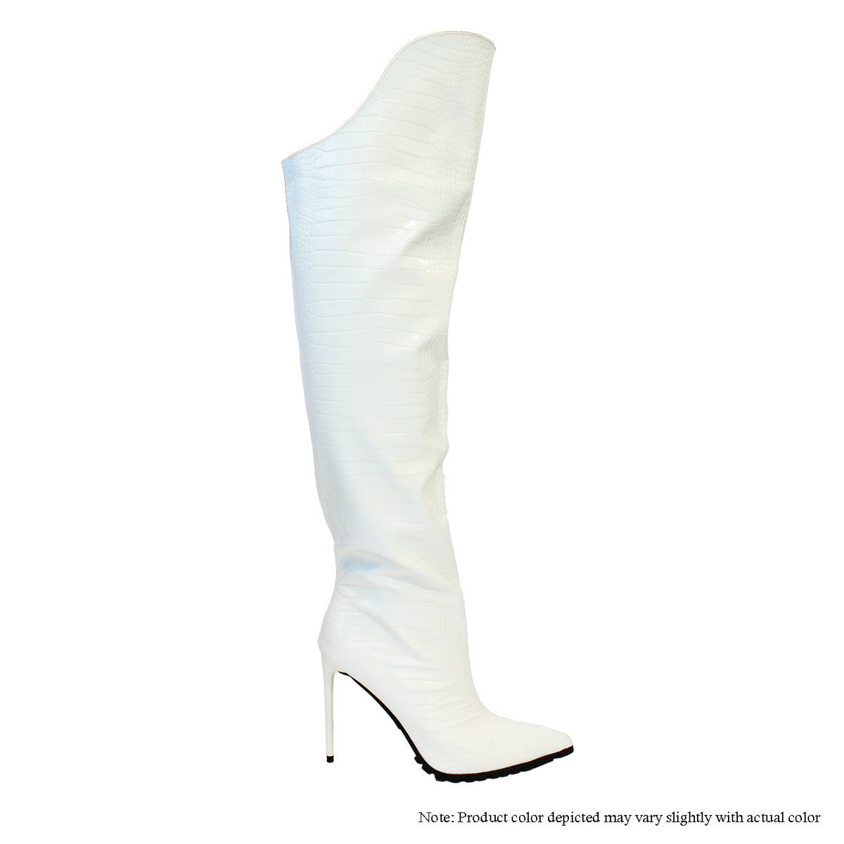 DOKKI-2 CROC PATTERN KNEE-HIGH BOOT WITH STILETTO