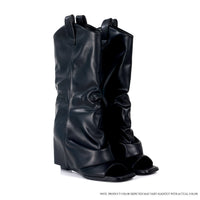 ETRO-1 PEEP-TOE FOLD-OVR SLOUCH WEDGE BOOTIE