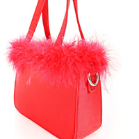 H-FAIRY OSTRICH FEATHER STRAP SHOULDER HANDBAG