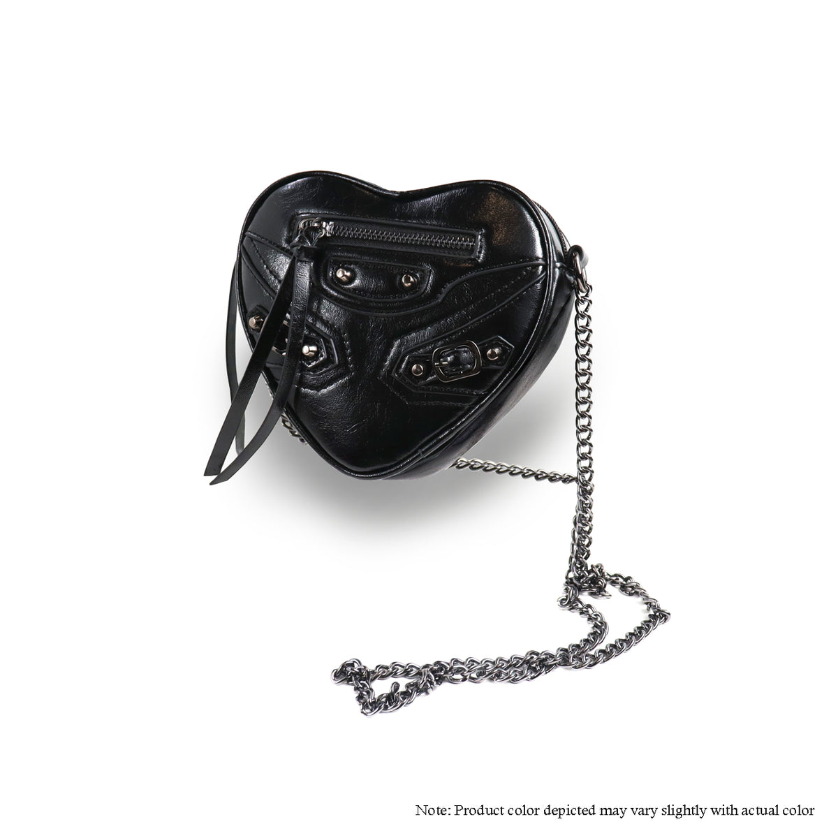 H-HEARTY HEART SHAPE CROSSBODY BAG - BLACK