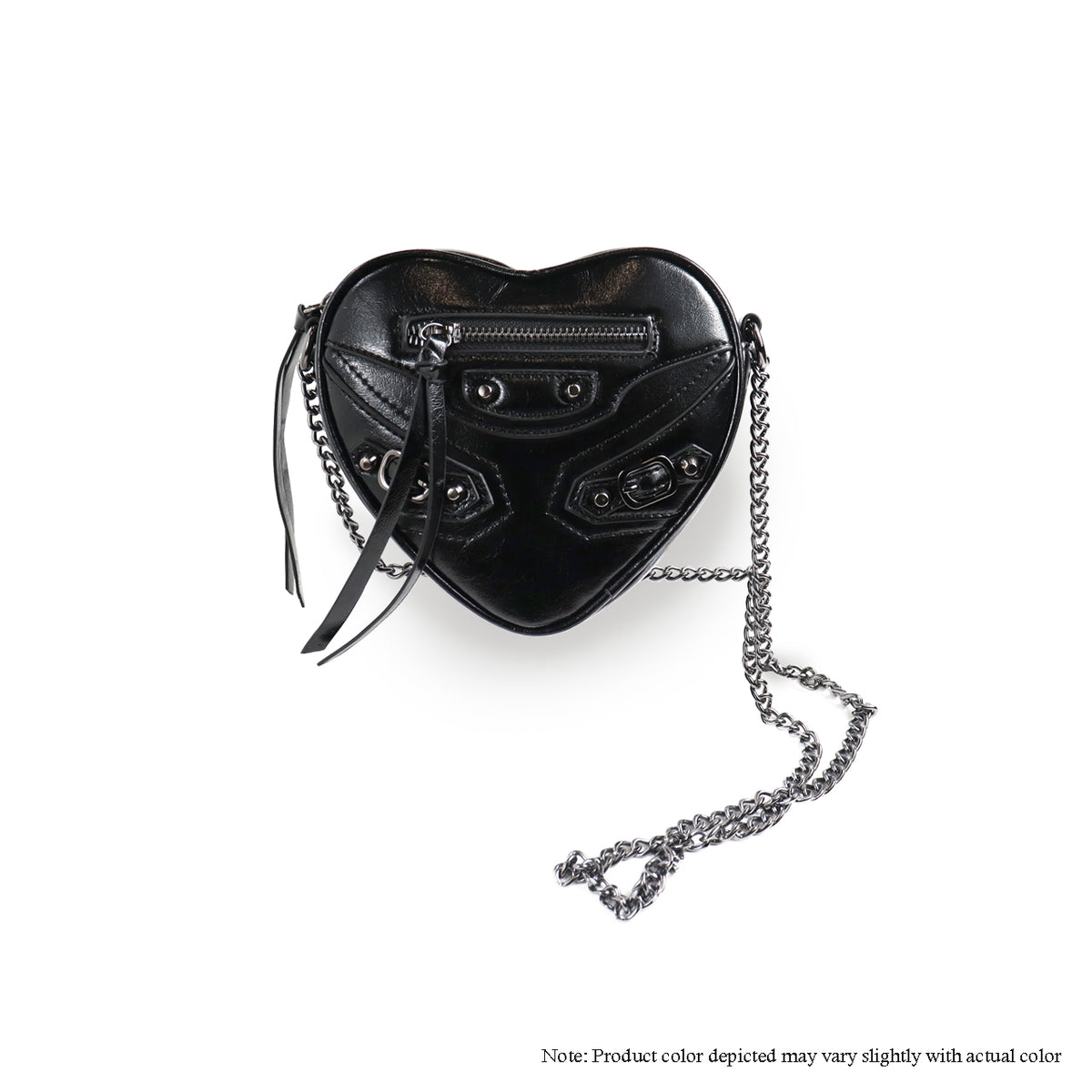 H-HEARTY HEART SHAPE CROSSBODY BAG - BLACK