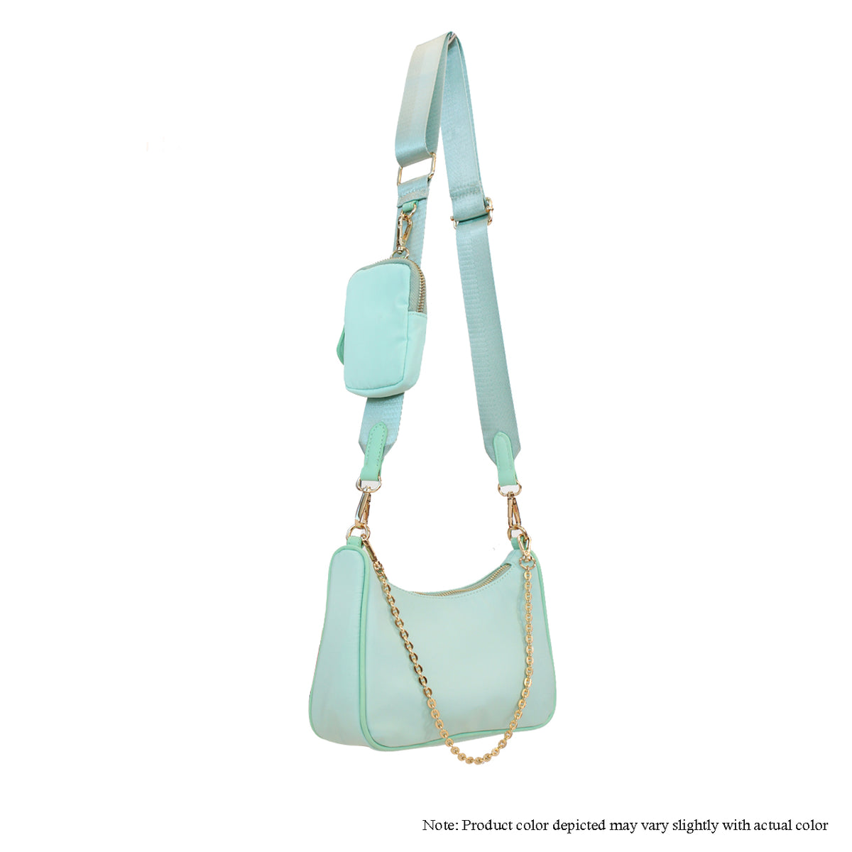 H-PARADISE CROSSOVER SHOULDER CHAIN NYLON BAG WITH POUCH HANDBAG
