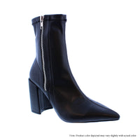 KATANA-1-PU POINTED CHUNKY HEEL & ZIPPER BOOTIES