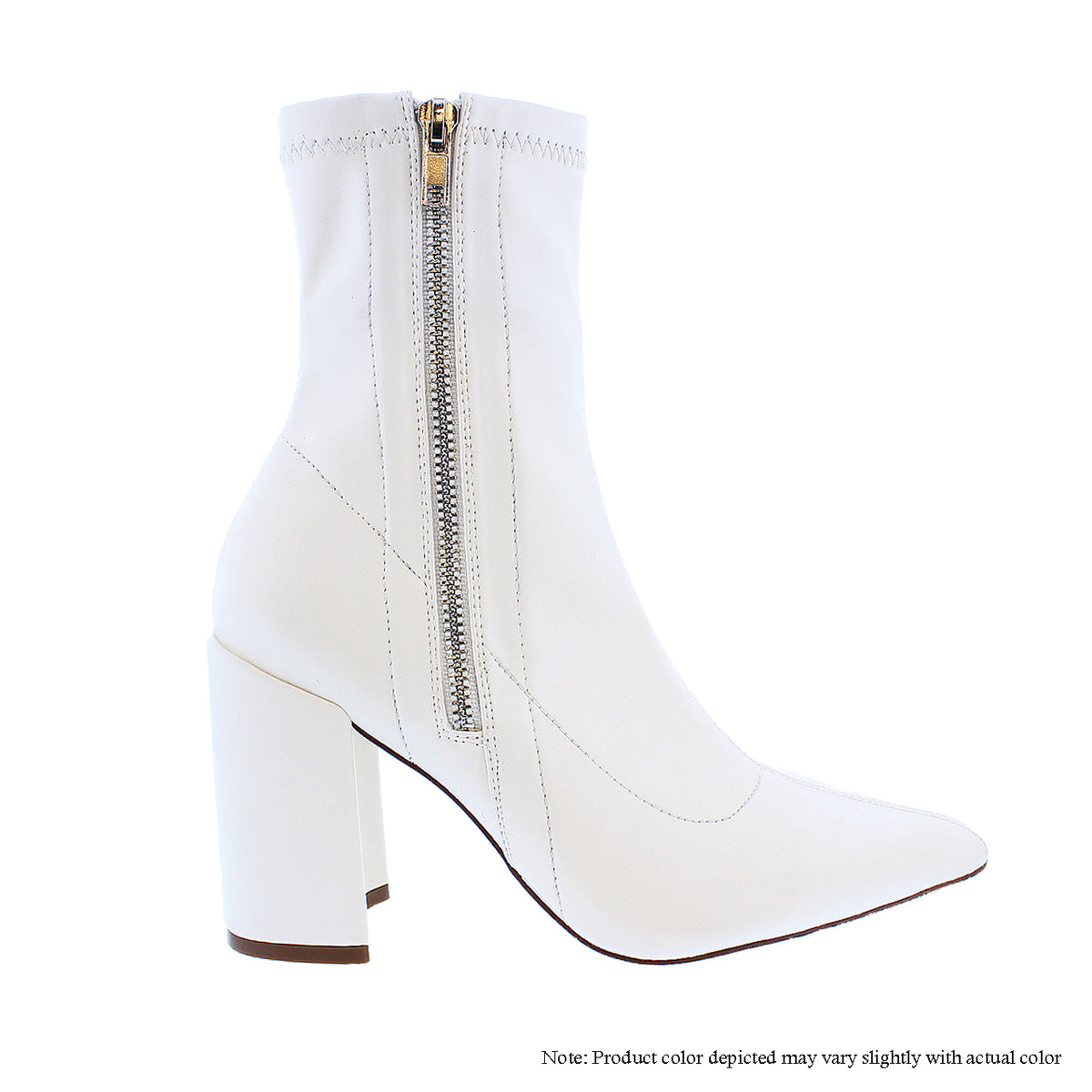KATANA-1-PU POINTED CHUNKY HEEL & ZIPPER BOOTIES