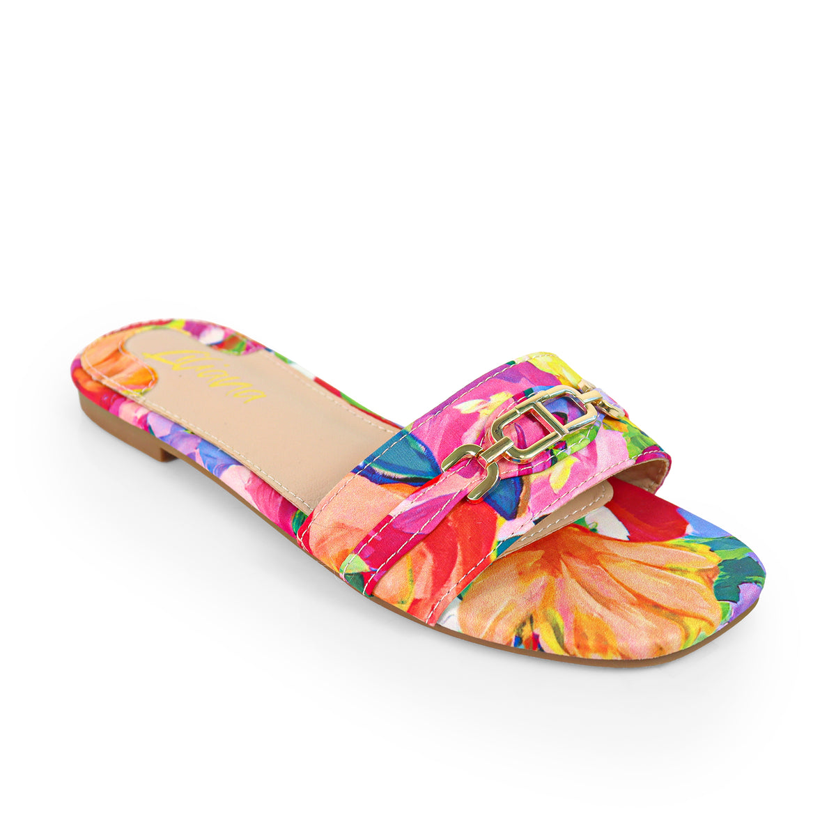 LOTUS-1 THONG TIE UP SANDAL W/ MIDSOLE STITCHING EMBROIDERY DESIGN