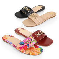 LOTUS-1 THONG TIE UP SANDAL W/ MIDSOLE STITCHING EMBROIDERY DESIGN