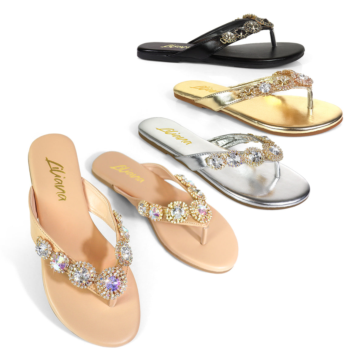 MARLO-191 THONG SANDAL W/RHINESTONE EMBELLISHMENT