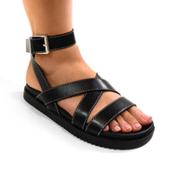 MARTINA-1 CROSS STRAP ANKLE BUCKLE PLATFORM SANDAL