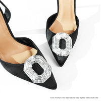 MAVIS-5 SQUARE RHINESTONE BUCKLE POINTED PUMP - Black