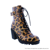 OZONE-6 PATENT PU LACE UP BUCKLE BOOTIE