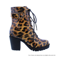 OZONE-6 PATENT PU LACE UP BUCKLE BOOTIE