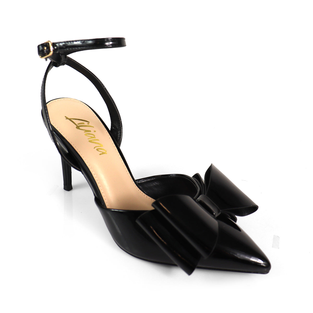 ALAIA-17 POINTED TOE BOW ANKLE STRAP BOW W/ HEEL