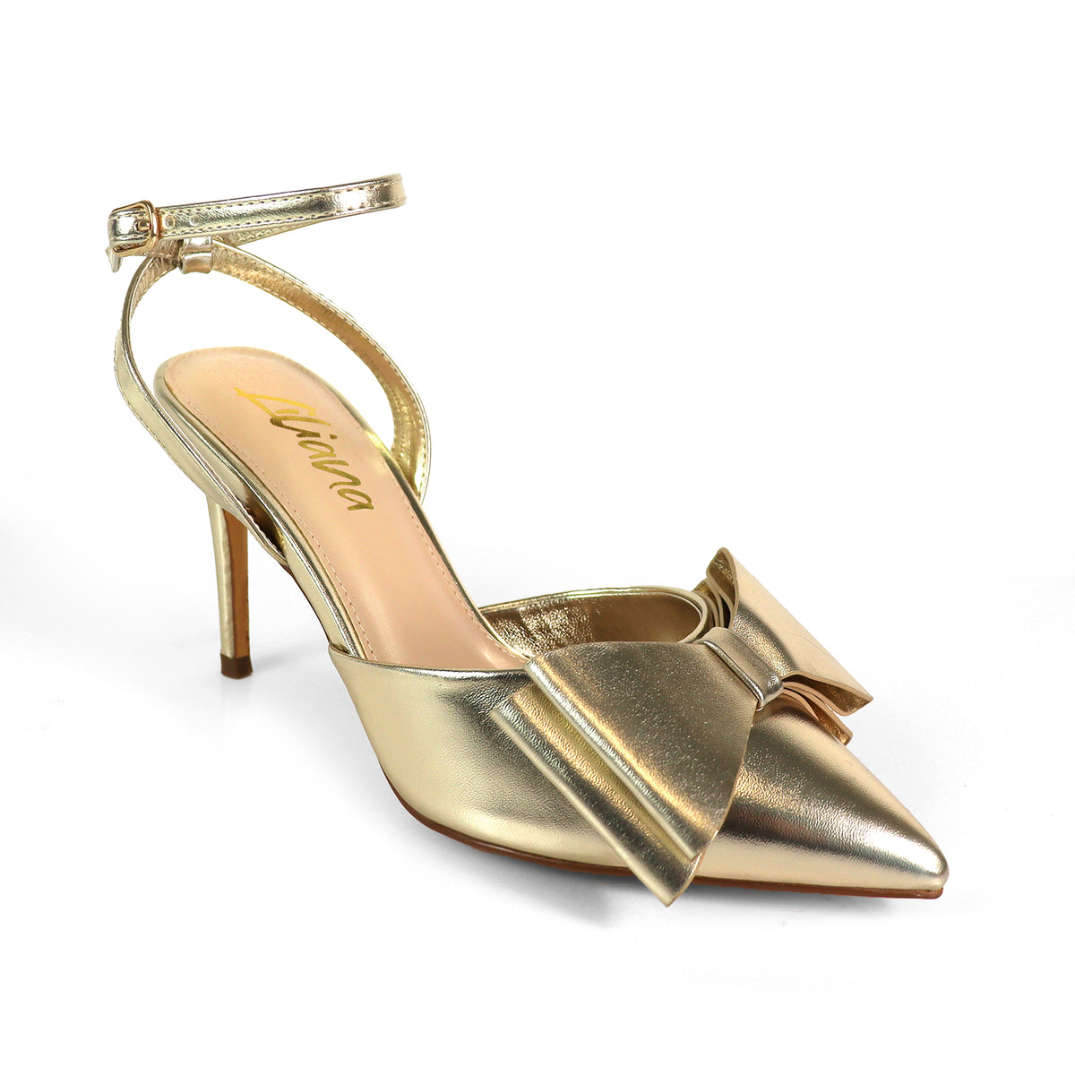 ALAIA-17 POINTED TOE BOW ANKLE STRAP BOW W/ HEEL