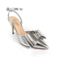 ALAIA-17 POINTED TOE BOW ANKLE STRAP BOW W/ HEEL