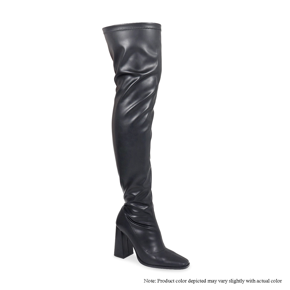 ALEX-3 SUBTLE SQUARE TOE MID CHUNKY HEEL THIGH HIGH BOOTS