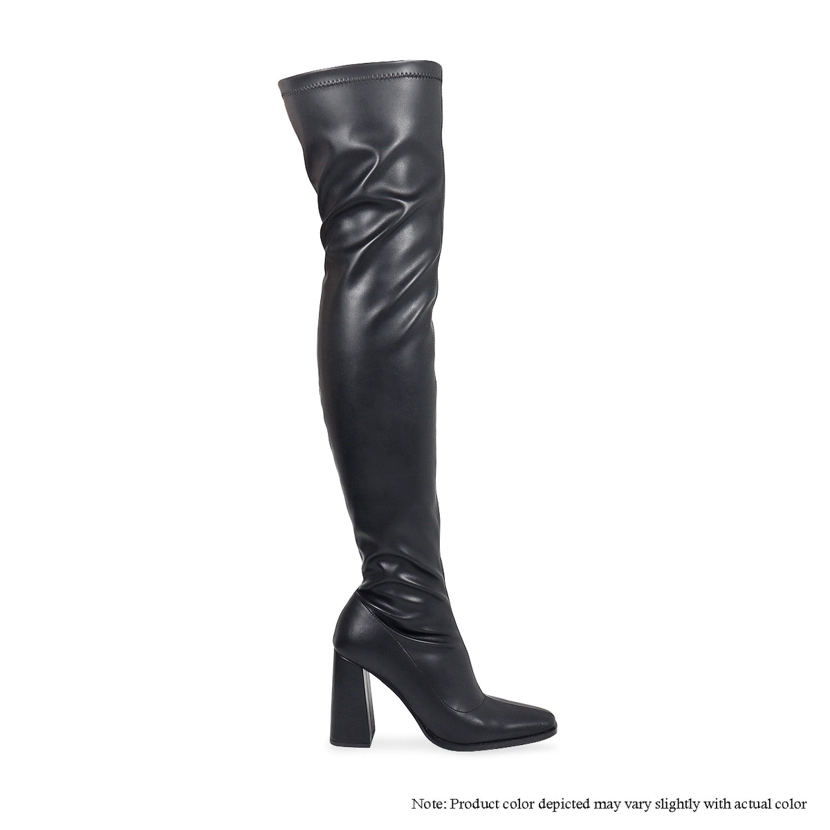 ALEX-3 SUBTLE SQUARE TOE MID CHUNKY HEEL THIGH HIGH BOOTS