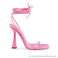 AMBUSH-5 CLEAR UPPER LACE UP FLARE HEEL - PINK