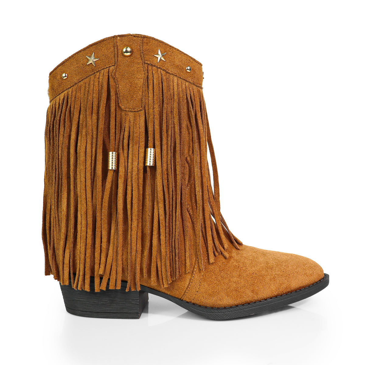 ANASTASIA-1 FRINGE WESTERN ANKLE BOOTS