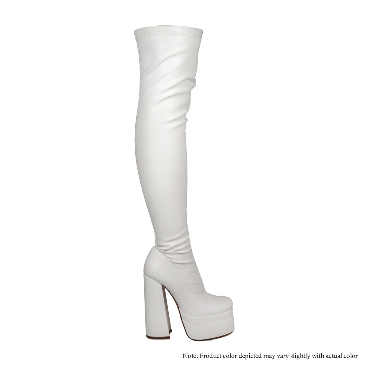 ARI-10 THIGH HIGH STRETCH BOOTS WITH DOUBLE PLATFORM & CHUNKY HELL