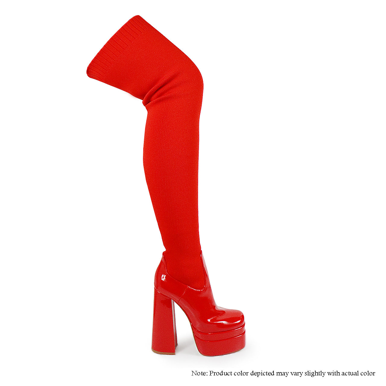 ARI 22 SUPER STRETCHY THIGH HIGH DOUBLE PLATFORM BOOT RED Liliana Shoes