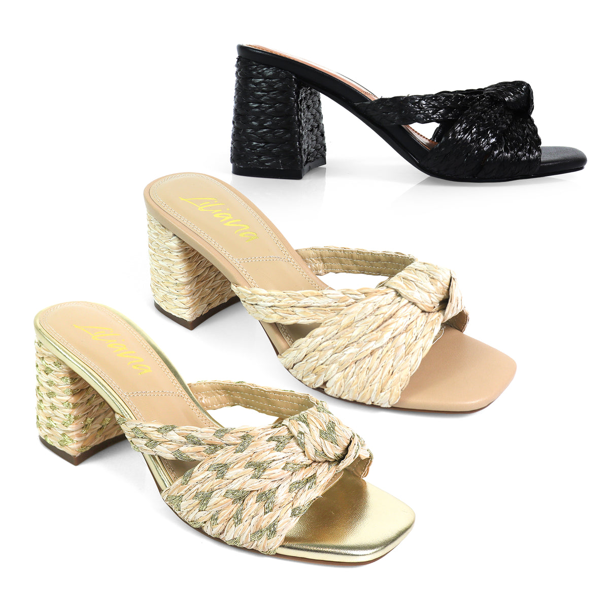ASHLEY-1 RAFFIA W CHUNCKY HEEL