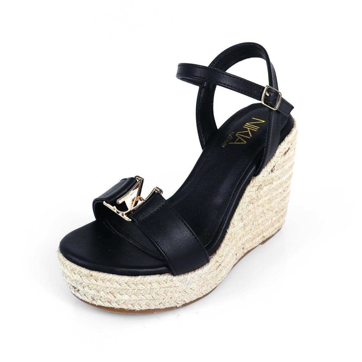 OPEN TOE ANJLE STRAP W/ ESPADRILLE WEDGE SANDAL, ASTRA-1