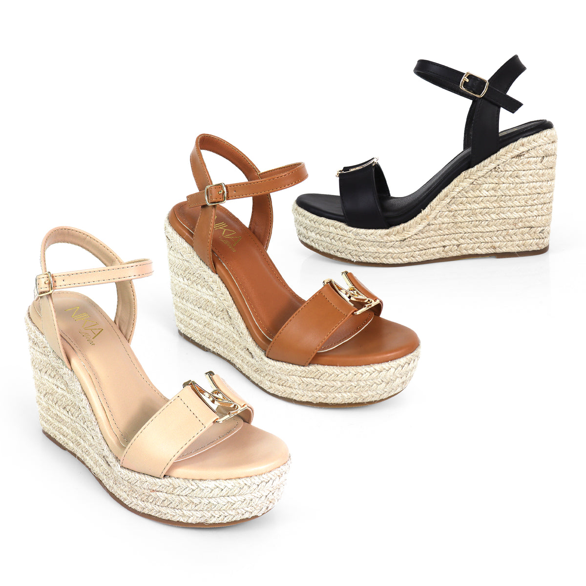 OPEN TOE ANJLE STRAP W/ ESPADRILLE WEDGE SANDAL, ASTRA-1