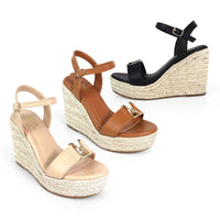 OPEN TOE ANJLE STRAP W/ ESPADRILLE WEDGE SANDAL, ASTRA-1