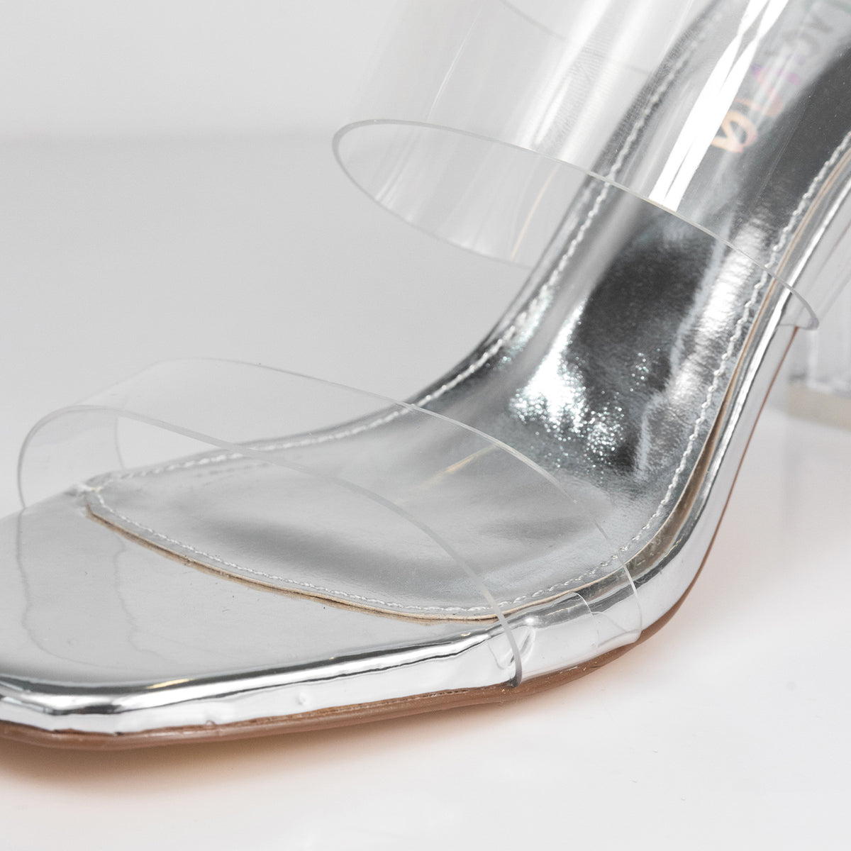 AURA-1 CLEAR MID HEEL MULE WITH CLEAR PERSPEX UPPER