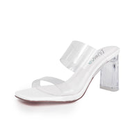 AURA-1 CLEAR MID HEEL MULE WITH CLEAR PERSPEX UPPER