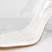 AURA-1 CLEAR MID HEEL MULE WITH CLEAR PERSPEX UPPER