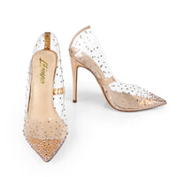 BADASS-1 POINTY PUMP WITH CLEAR PVC & RHINESTONES