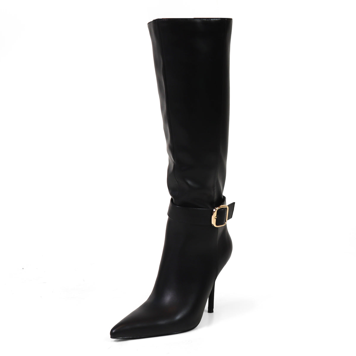 BEXIE-55 POINTED TOE ANKLE BUCKLE KNEE HIGH BOOTS