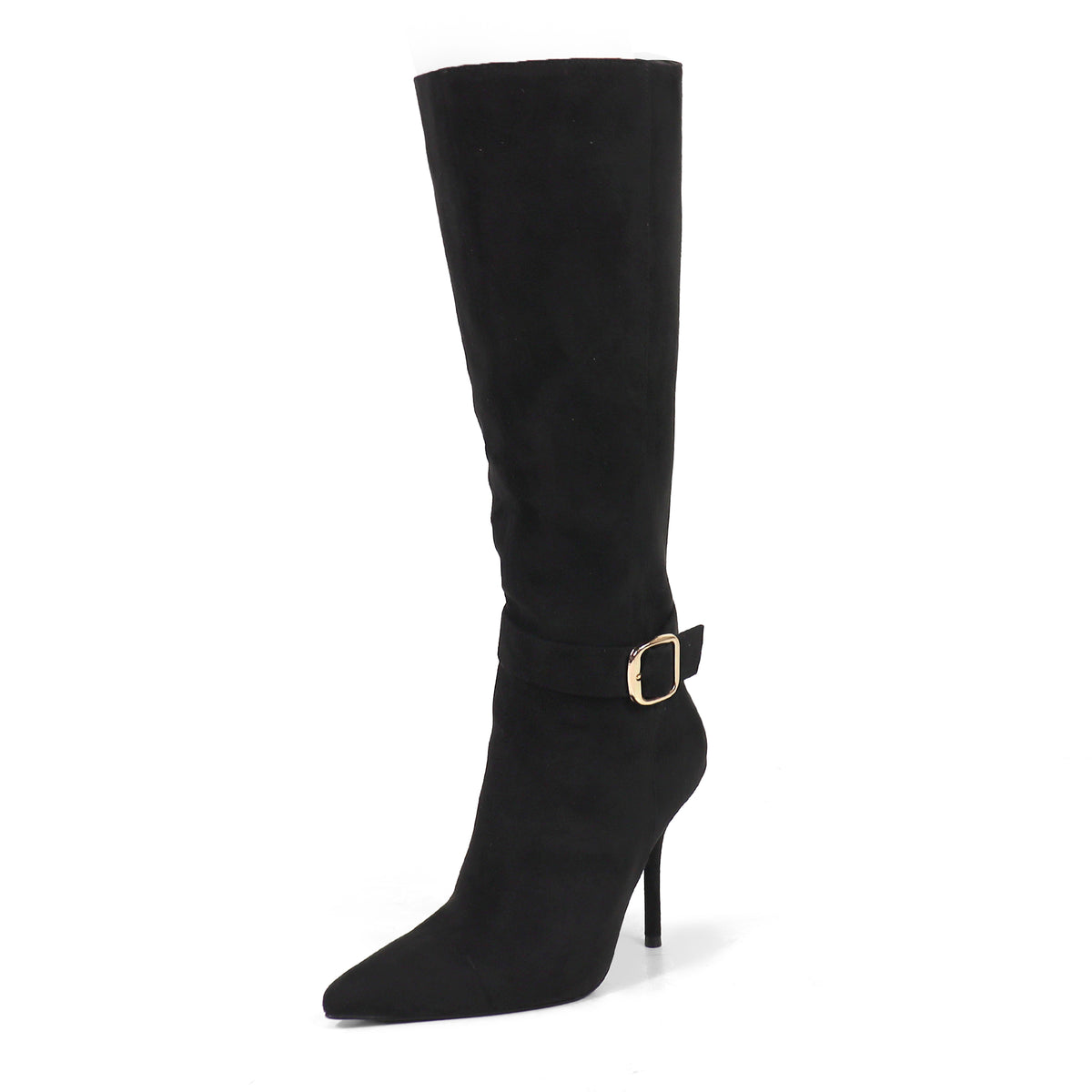BEXIE-55 POINTED TOE ANKLE BUCKLE KNEE HIGH BOOTS