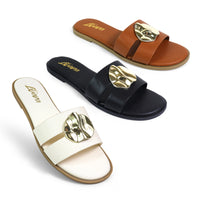 BICKLEY-30 METAL DETAILS OPEN TOE SLIDES