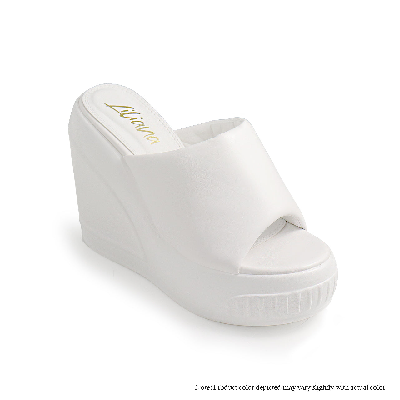 Brook 2 Peep Toe Padded Mule Wedge Sandal White