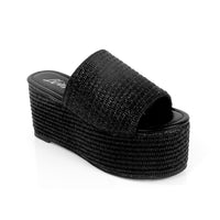 BUDZA-6 RAFFIA PLATFORM SLIDES WEDGE