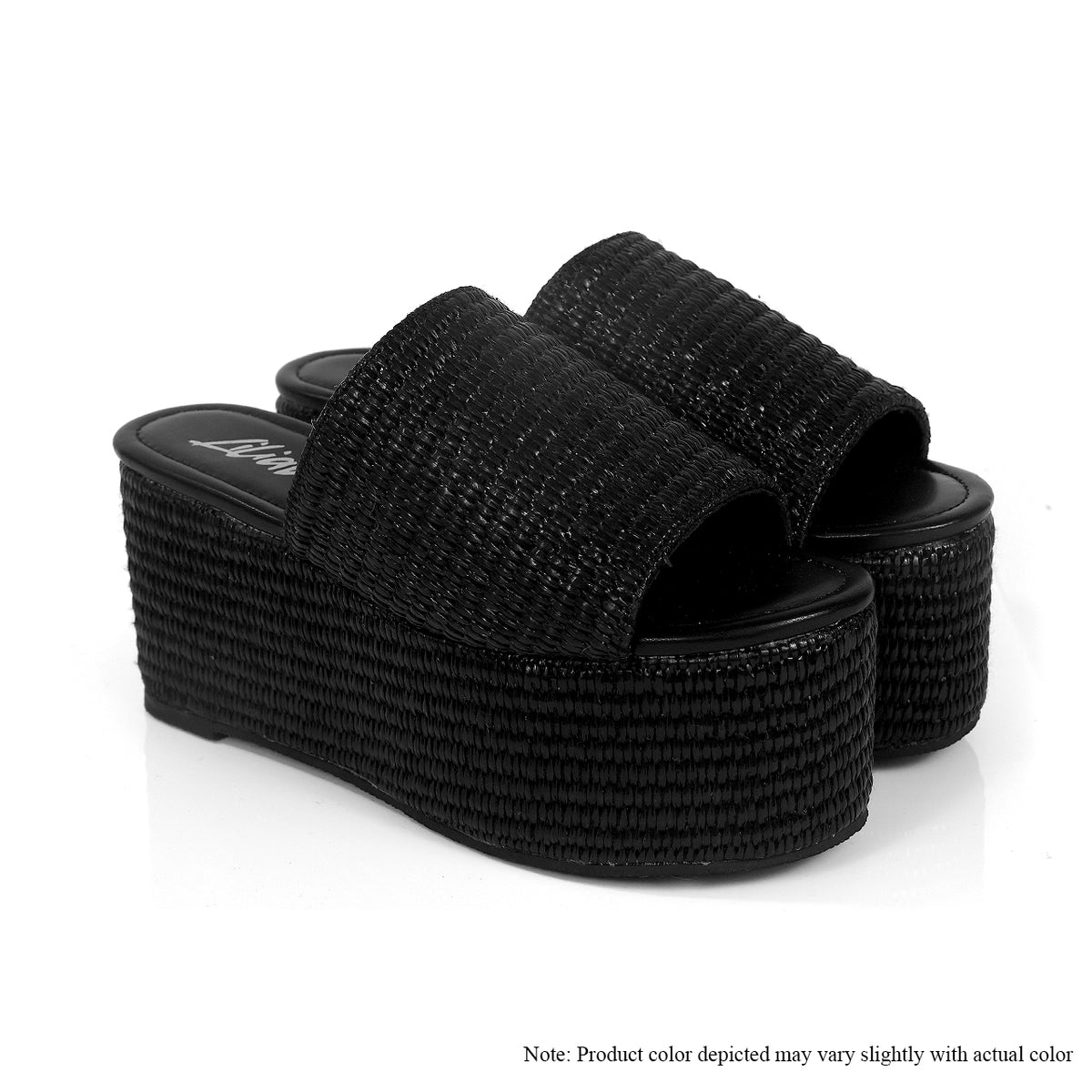 BUDZA-6 RAFFIA PLATFORM SLIDES WEDGE