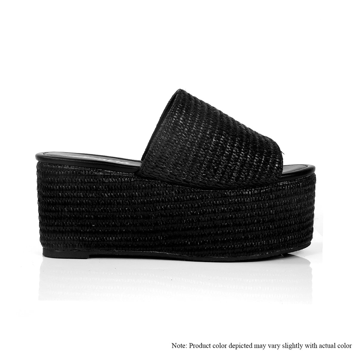 BUDZA-6 RAFFIA PLATFORM SLIDES WEDGE